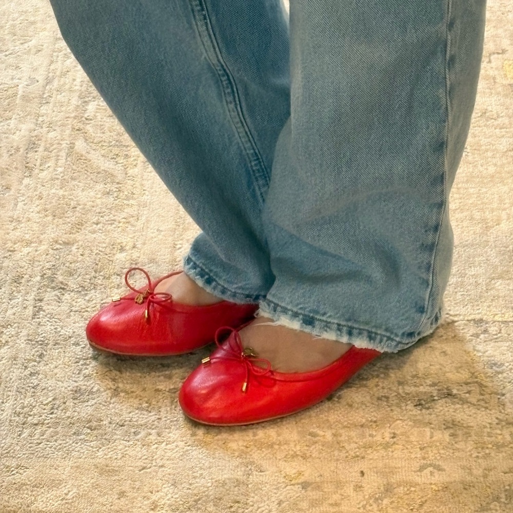 Sam Edelman Red Leather Ballet Flats with Bow